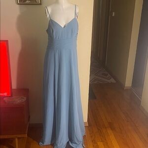 David’s Bridal Bridesmaids Blue Spaghetti Strap Dress